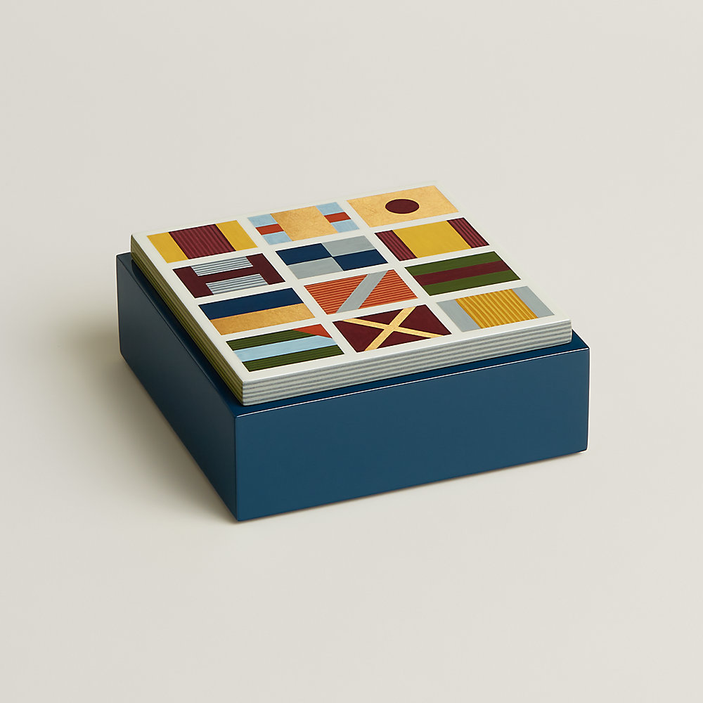 Theoreme Hippique Graphique box, small model - Blue | Hermès